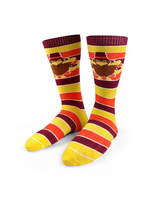 Run Now Gobble Later (Yellow/Orange/Brown) Printed Mid Calf Socks | Running Socks by Gone For a Run | Multiple Sizes