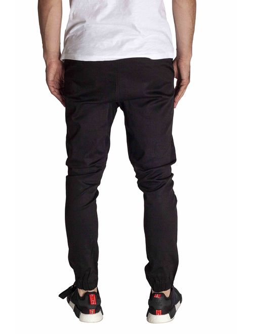 KDNK Men's Jogger Fit Stretch Twill Elastic Waist and Leg Drop Crotch Pants