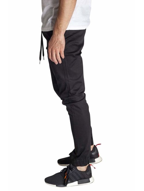 KDNK Men's Jogger Fit Stretch Twill Elastic Waist and Leg Drop Crotch Pants