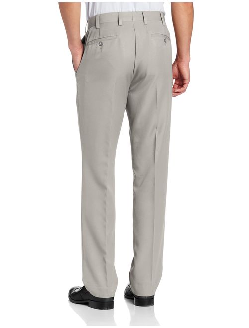 Louis Raphael Men's Modern Fit Flat Front Serge Weave Solid Dress Pant