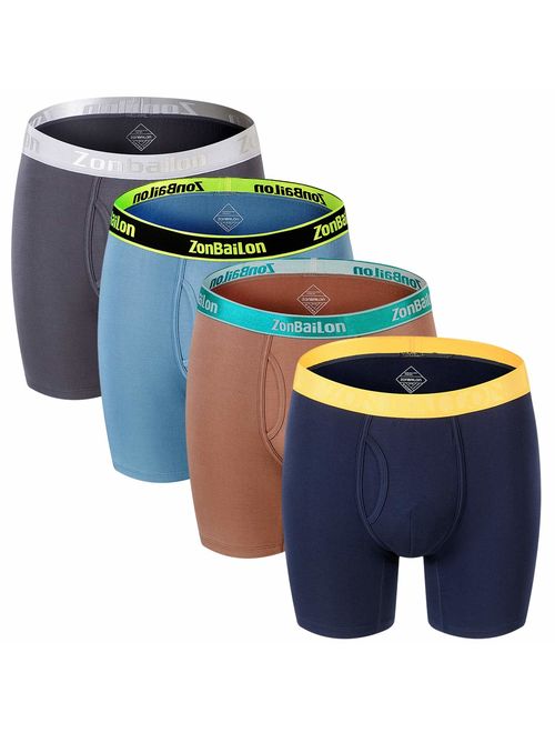 Bamboo Underpants for Men Long Leg Underwear Mens Boxer Briefs Pouch Fly M L XL 2XL 3XL