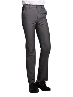 MOGU Mens Slim Fit Flat Front Pant