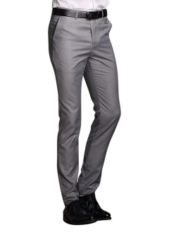 MOGU Mens Slim Fit Flat Front Pant