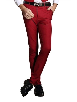 MOGU Mens Slim Fit Flat Front Pant