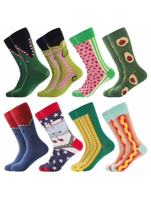 Men's Fun Dress Socks Crew Colorful Funky Fancy Novelty Funny Casual Patterned Socks for Men