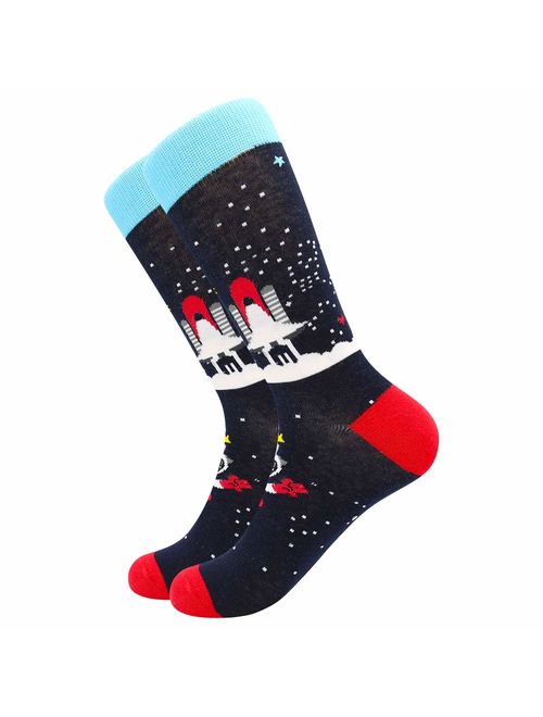 Men's Fun Dress Socks Crew Colorful Funky Fancy Novelty Funny Casual Patterned Socks for Men