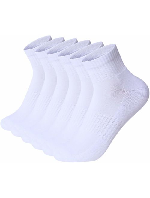 Areke Mens Performance Cotton Cushioned Athletic Ankle Low Cut Socks for Sport Casual 6-Pack