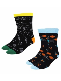 HAPPYPOP Men's Novelty Funny School Socks, Crazy Math Formula Nerdy Genius Socks