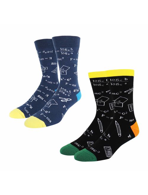 HAPPYPOP Men's Novelty Funny School Socks, Crazy Math Formula Nerdy Genius Socks