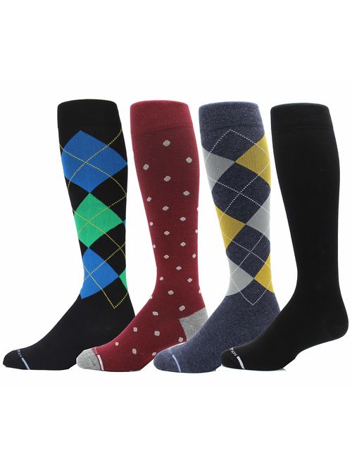 4 Pairs Men's Dr. Motion Athletic Traveler Graduated Compression Knee High Socks