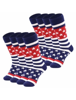 American Flag Socks Men's Fun Dress Socks Patriotic Flag Stars Novelty Funny Crazy Funky Groomsmen Socks Patterned