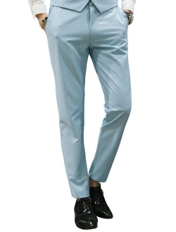 MOGU Mens Slim Fit Front Flat Casual Pants