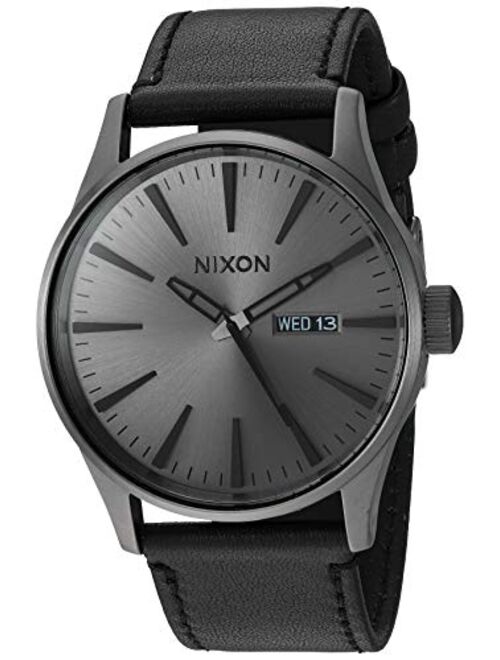 Nixon Men's A105 Sentry 42mm Stainless Steel Leather Quartz Movement Watch