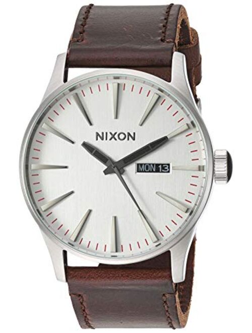 Nixon Men's A105 Sentry 42mm Stainless Steel Leather Quartz Movement Watch