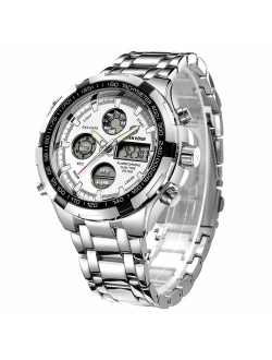 Tamlee Luxury Full Steel Analog Digital Watches for Men Led Male Outdoor Sport Military Wristwatch