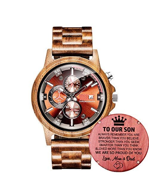 Customized Engraved Wooden Watch, Casual Handmade Wood Watch for Men Women Husband Wife Girlfriend Boyfriend Dad Mom Son Family Friends Customized Gift