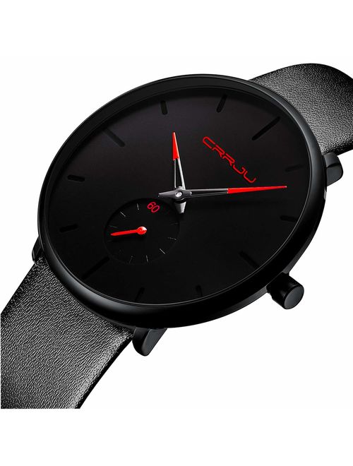 Mens Watch Ultra Thin Wrist Watches for Men Fashion Waterproof Dress Leather Strap