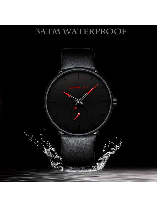 Mens Watch Ultra Thin Wrist Watches for Men Fashion Waterproof Dress Leather Strap