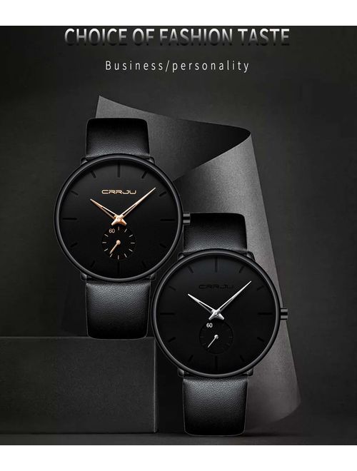 Mens Watch Ultra Thin Wrist Watches for Men Fashion Waterproof Dress Leather Strap