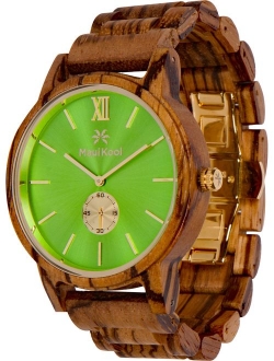 Wooden Watch for Men Maui Kool Kaanapali Collection Analog Large Face Wood Watch Bamboo Gift Box