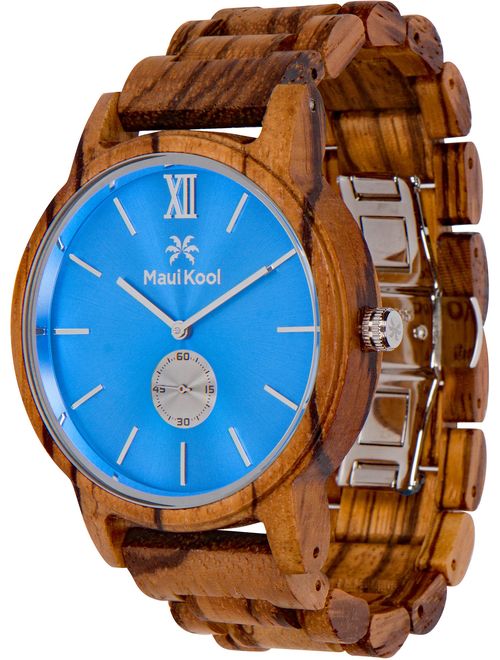 Wooden Watch for Men Maui Kool Kaanapali Collection Analog Large Face Wood Watch Bamboo Gift Box