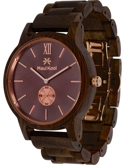 Wooden Watch for Men Maui Kool Kaanapali Collection Analog Large Face Wood Watch Bamboo Gift Box