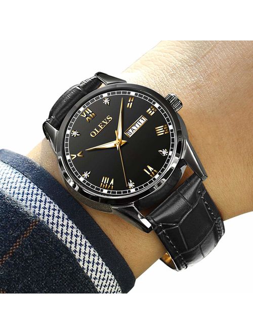 Amazon Watches,Brown Leather Watch for Men,Men Day Date Watch,Men's Luminous Watch,Dress Watch for Men,Rose Gold Watch for Men,Men's Fashion Quartz Watch,Waterproof Brown