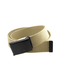 Canvas Web Belt Flip-Top Black Buckle/Tip Solid Color 50" Long