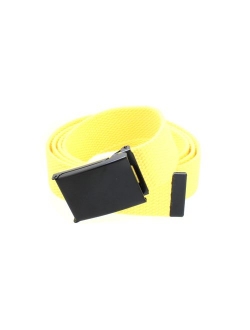 Canvas Web Belt Flip-Top Black Buckle/Tip Solid Color 50" Long