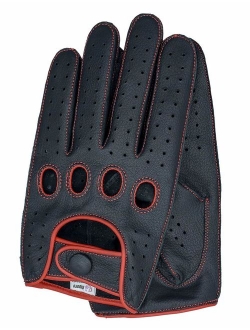 Riparo Men's Genuine Leather Reverse Stitched Full-Finger Driving Motorcycle Riding Gloves