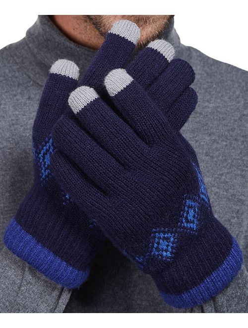 LETHMIK Winter Touchscreen Knit Gloves Mens Thick Texting Gloves with Warm Wool Lining