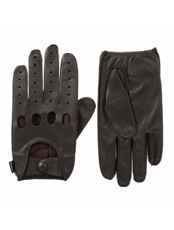 Men's Smooth Leather Driving Glove With Covered Snap