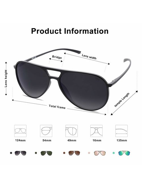 SOJOS Classic Polarized Ultra Lightweight Flexible Aviator Men Women Sunglasses JOURNEY SJ2065