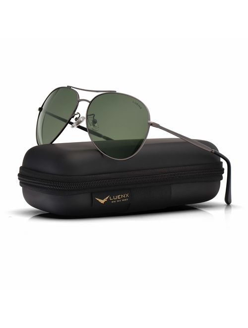 LUENX Aviator Sunglasses for Men Women Polarized- UV 400 with Case