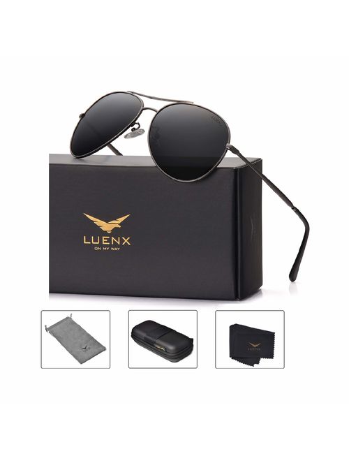 LUENX Aviator Sunglasses for Men Women Polarized- UV 400 with Case