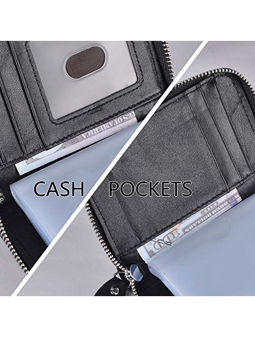 Yeeasy Credit Card Wallet Holder Zip Bifold Wallet Genuine Leather 25 Card Slots