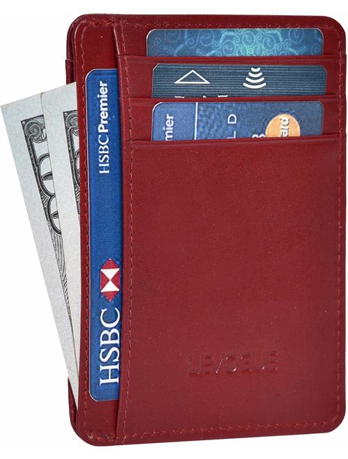 Front Pocket Handcrafted RFID blocking Minimalist Slim Leather Wallet with Gift Box For Men and Women.