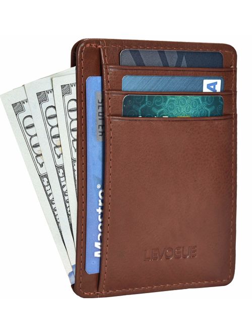 Front Pocket Handcrafted RFID blocking Minimalist Slim Leather Wallet with Gift Box For Men and Women.