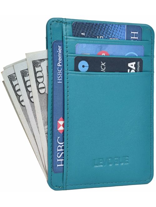 Front Pocket Handcrafted RFID blocking Minimalist Slim Leather Wallet with Gift Box For Men and Women.