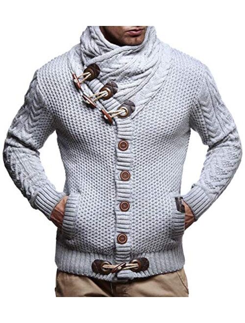 Buy Leif Nelson Men's Knitted Jacket Turtleneck Cardigan Winter ...