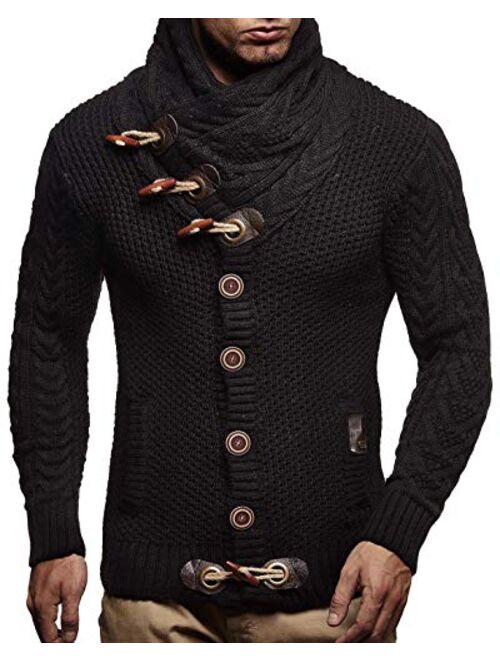 Leif Nelson Men's Knitted Jacket Turtleneck Cardigan Winter Pullover Hoodies Casual Sweaters Jumper LN4195