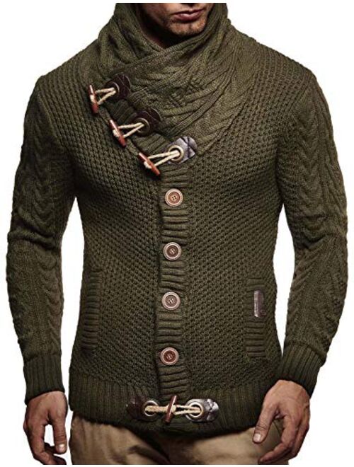 Leif Nelson Men's Knitted Jacket Turtleneck Cardigan Winter Pullover Hoodies Casual Sweaters Jumper LN4195