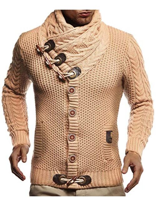 Leif Nelson Men's Knitted Jacket Turtleneck Cardigan Winter Pullover Hoodies Casual Sweaters Jumper LN4195