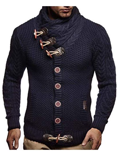 Leif Nelson Men's Knitted Jacket Turtleneck Cardigan Winter Pullover Hoodies Casual Sweaters Jumper LN4195