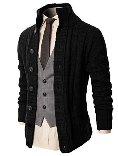 H2H Mens Casual Slim Fit Cardigan Sweater Knitted Thermal Button Down Closure