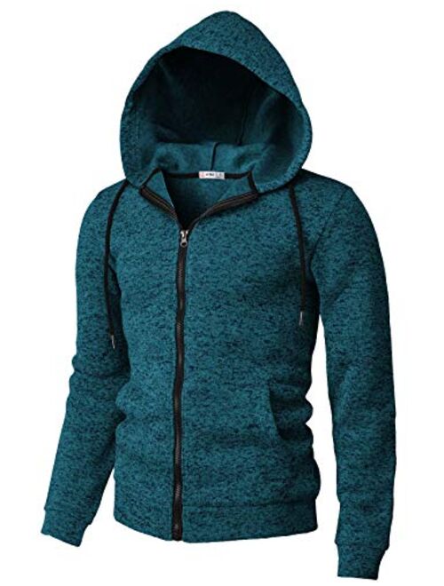 H2H Mens Casual Slim Fit Hoodie Zip-Up Long Sleeve Active Jackets