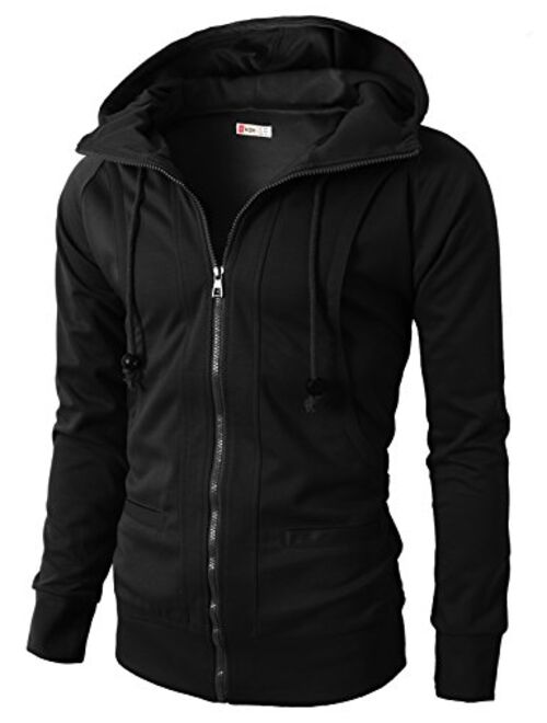 H2H Mens Casual Slim Fit Hoodie Zip-Up Long Sleeve Active Jackets