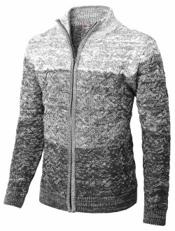 H2H Mens Casual Slim Fit Knitted Cardigan Zip-up Long Sleeve Thermal with Twisted Pattern