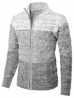 H2H Mens Casual Slim Fit Knitted Cardigan Zip-up Long Sleeve Thermal with Twisted Pattern