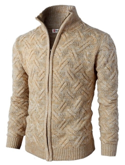 H2H Mens Casual Slim Fit Knitted Cardigan Zip-up Long Sleeve Thermal with Twisted Pattern